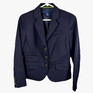 J Crew Schoolboy Blazer Jacket Navy Blue Wool Tailored Women 2P Petite Classic
